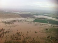 This aerial photo, taken with an iPhone, shows an extensively flooded area in the New South Wales town of Moree, on February 3. More than 10,000 Australians have been stranded by flooding in the country's east, with thousands ordered to leave their homes or businesses and the military called in to airlift supplies This aerial photo, taken with an iPhone, shows an extensively flooded area in the New South Wales town of Moree, on February 3. More than 10,000 Australians have been stranded by flooding in the country's east, with thousands ordered to leave their homes or businesses and the military called in to airlift supplies