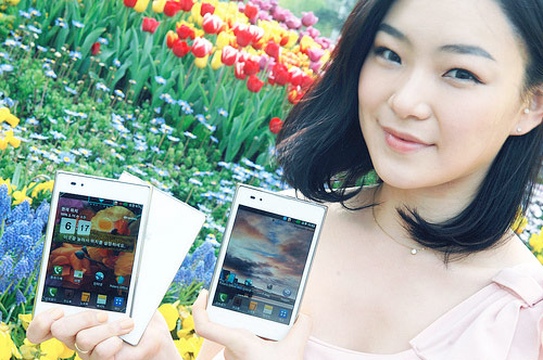 white lg optimus vu smartphone