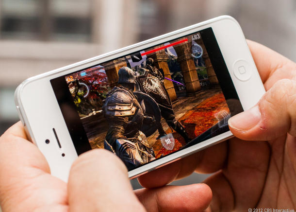 Infinity Blade II, before iPhone 5 optimization. Note the black bars.